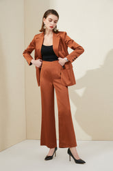 Caramel Wide Leg Loose Fit Pantsuit - FashionByTeresa